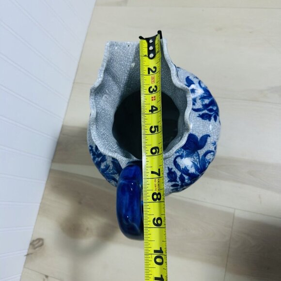 Bombay Company Vintage Blue & White Floral Crackle Pitcher Ceramic Pottery Home - Picture 13 of 16